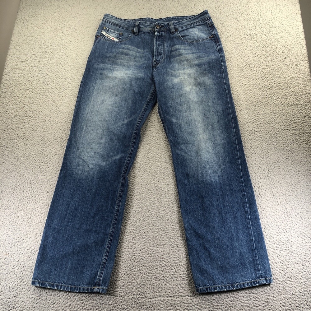 VTG Diesel Jeans Men 36x32 Blue Bootcut Relaxed Y2K Faded Distressed Baggy Italy
